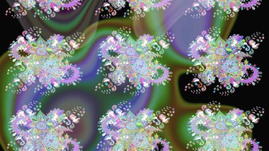 Yeşil renkler üzerine çiçek desenli çizimler, el yapımı papatyalar, papatyalar. Tekrarlayan çiçek arkaplanı, zarif yeşil çiçek duvar kağıdı.