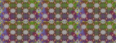 Renkli Bahar Temalı Kusursuz Arkaplan. Raster illüstrasyonu. Düz Çiçek Elementleri Tasarımı. Kusursuz desenli, modaya uygun kumaş deseni. Şirin çiçek elementleri..