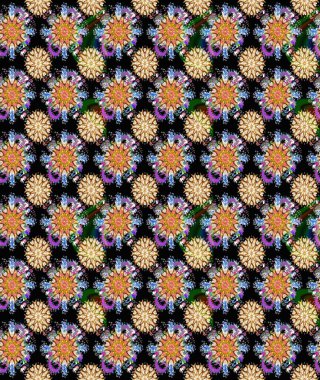 Raster çiçek izi. Çiçeksel siyah ve kahverengi desenli. Klasik taslak çizimi. Raster Yumuşak kumaş deseni.