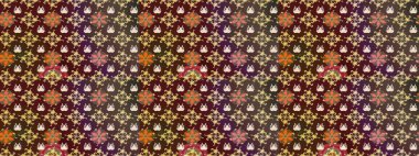 Kahverengi ve mor renkli çiçeklerle kusursuz çiçek deseni. Çiçekler suluboya tarzında kahverengi ve mor renkte.