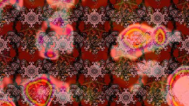 Çiçekli ipek eşarp. El çizimi çiçek unsurları olan soyut çizim raster deseni. 1950-1960 motifleri. Retro tekstil tasarım koleksiyonu. Kahverengi üstüne kahverengi.