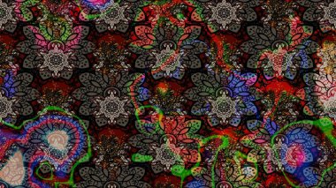 Küçük çiçekli basit bir çiçek çizimi. Siyah renkte sevimli çiçekler. Moda baskısı, albüm, ambalaj kağıdı ve duvar kağıdı için zarif dekoratif süslemeler. Raster illüstrasyonu.