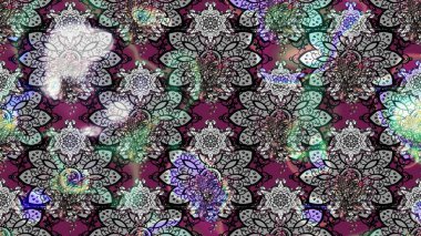 Tropik çiçek desenleri. Raster illüstrasyonu. Gri renkli çiçekler.