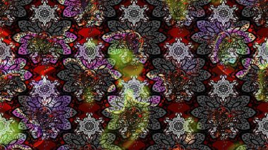 Soyut etnik raster çizim kalıbı. Kabile sanatı boho baskısı, klasik çiçek arkaplanı. Arkaplan dokusu, duvar kağıdı, siyah renkli çiçek teması.