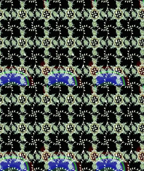 El çizimi çiçekli, pürüzsüz bir desen. Tekstil, kumaş, ambalaj, hatıra defteri için hoş bir çiçek arkaplanı. Çocuksu tasarım. Siyah ve nötr arkaplanda.