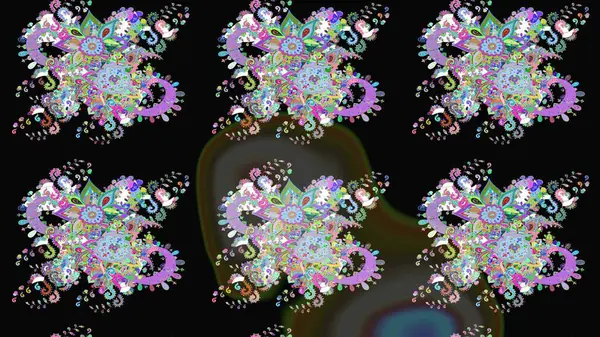 Ağaç dallı bahar çiçekleriyle desen, çiçek siluetiyle siyah renkler. Raster deseni.