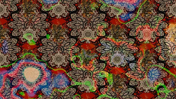 Çiçekli, yapraklı, çiçek desenli eskiz. El çizimi. Raster illüstrasyonu.