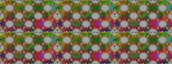 Raster deseni. Bahar çiçekleri dallı desen, yeşil ve kahverengi renkler çiçekli siluet.