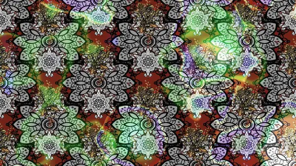 Sevimli çiçek raster deseni. Modaya uygun kumaş deseni. Renkli Yaz Temalı eskiz kalıbı. Düz Çiçek Elementleri Tasarımı.