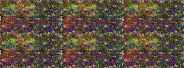 Raster illüstrasyonu. Kumaş, duvar kağıdı ve kağıt üzerine baskı yapmak için gelişen arka plan. Sevimli, pürüzsüz desenli, küçük çiçekli, klasik tarzda. Moda arka planında parlak buketler.