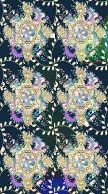 Şirin çiçekler. Çizgi çizimi kalıbı. Raster Moda kumaş deseni.