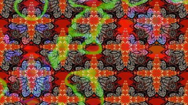 Çizim çiçek deseni duvar kâğıdı olarak kullanılabilir. Kırmızı renkte çiçekler. Raster illüstrasyonu.