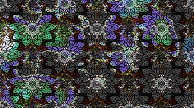 Klasik çiçek tasarımı elementleri. Siyah kıvırcık çiçekler siyah renkte şekillenir. Raster illüstrasyonu.