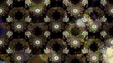 Renkli unsurlarla hareketli arka plan görüntüleri. Çiçekler. Eski model. Bayrak tarzı. Video kaydı. Şablon. Döngü. Kusursuz.. 