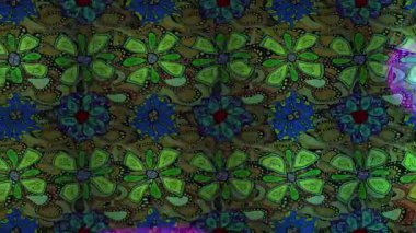 Renkli unsurlarla hareketli arka plan görüntüleri. Çiçekler. Eski model. Bayrak tarzı. Video kaydı. Şablon. Döngü. Kusursuz.. 