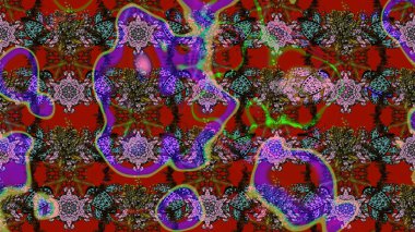 Klasik çiçek tasarımı elementleri. Kırmızı kıvırcık çiçekler kırmızı renklerde şekillenir. Raster illüstrasyonu.