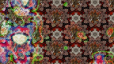 Kahverengi renkli şirin çiçek deseni. Raster Modaya uygun kumaş deseni. Renkli Bahar Teması eskiz kalıbı. Düz Çiçek Elementleri Tasarımı.