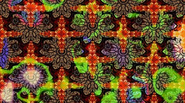 Suluboya çiçekli çiçek deseni. Raster illüstrasyonu. Siyah renkte güzel tekstil.