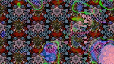 Çiçek deseni. Raster illüstrasyonu. Chichi 'nin kumaş kalıbını çiz. Renkli Bahar Teması eskiz kalıbı. Düz Çiçek Elementleri Tasarımı.