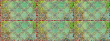 Raster illüstrasyonunda kusursuz çiçek deseni. Tarafsız ve yeşil renklerde çiçekler. Renkli Bahar Temalı Kusursuz Arkaplan. Düz Çiçek Elementleri Tasarımı.