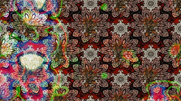 Kahverengi renkli şirin çiçek deseni. Raster Modaya uygun kumaş deseni. Renkli Bahar Teması eskiz kalıbı. Düz Çiçek Elementleri Tasarımı.