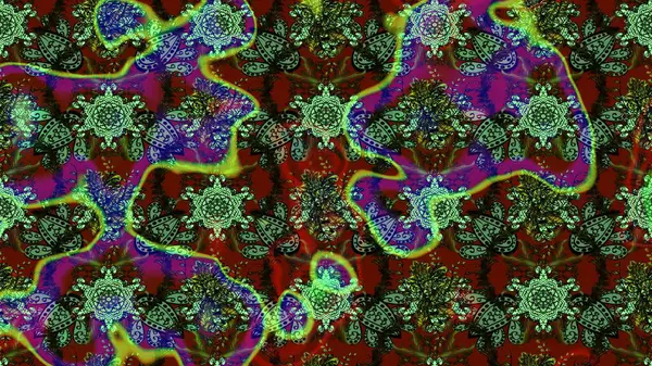 Raster çiçek desenleri çiziyor. Vadinin yeşil renkli çiçekleri.