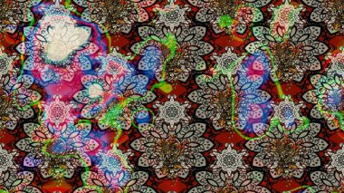 Raster illüstrasyonundaki çiçek desenli çizim. Güzel kumaş deseni. Renkli Bahar Teması eskiz kalıbı. Düz Çiçek Elementleri Tasarımı.