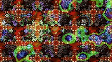 Küçük çiçekteki sevimli çiçek deseni. Raster deseni. Kahverengi renkte yaz çiçekleri. Raster illüstrasyonu.