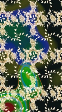 Çiçek ve yapraklı çiçek deseni. Küçük çiçekli şirin bir desen. Raster illüstrasyonu.