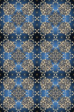 Kusursuz altın desen. Altın desenli mavi, gri ve nötr renklerde altın elementler. Raster doğulu süsü.