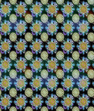 Vadinin çiçekleri tarafsız ve mavi renklerde. Soyut etnik raster kusursuz desen. Çiçekler..