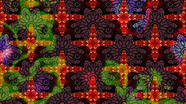 Kahverengi renkli etnik çiçeklerin olduğu zarif bir eskiz modeli. Raster Çiçek İllüstrasyon Şirin Tekstil.