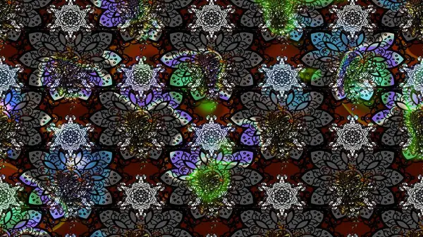 Siyah renkler ve parlak çiçekler üzerine soyut çizim deseni. Çiçeksel elementlerle süslenmiş zarif raster dokusu. Küçük çiçekte şirin bir çiçek deseni var..