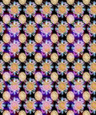 Siyah ve nötr renklere karalamalar çizen kusursuz çiçek deseni. Raster illüstrasyonu.