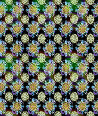 Renkli Bahar Temalı Kusursuz Arkaplan. Düz Çiçek Elementleri Tasarımı. Çiçeksel fantezi tasarımı. Parlak bir arka planda..