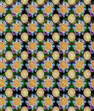 Yumuşak, yaz çiçekli arka plan. Yeşil ve siyah renkli çiçekler. Raster çiçek desenli ve çiçekli..