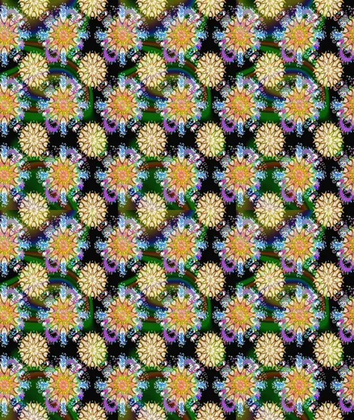 Yumuşak, yaz çiçekli arka plan. Yeşil ve siyah renkli çiçekler. Raster çiçek desenli ve çiçekli..