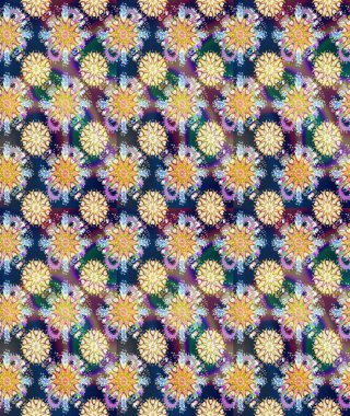 Suluboya tarzında mavi ve nötr renklerde. Küçük çiçekli kusursuz yay deseni. Raster illüstrasyonu.