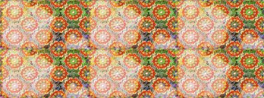 Altın elementlerle bej renklerde altın desen. Çiçek kiremitleri. İslam tasarımı. Kusursuz desenli oryantal süs. Raster altın tekstil baskısı.