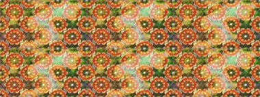 Paisleys zarif çiçek desenli dikişsiz arka plan duvar kâğıdı illüstrasyonuyla klasik stil, modern 3D çizgili sanat eseri altın ve turuncu desenli çiçek yaprakları ve süslemeleri..