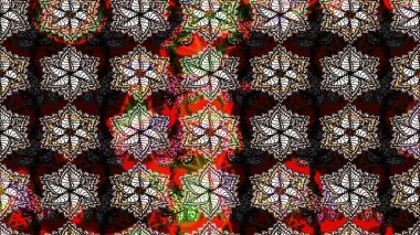 Siyah renkli siyah papatya deseni. Raster illüstrasyonu. Siyah renklerde.