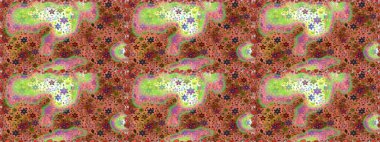 Kumaş desenli papatya çiçeği detayı. Kahverengi ve turuncu renkte çiçekler.