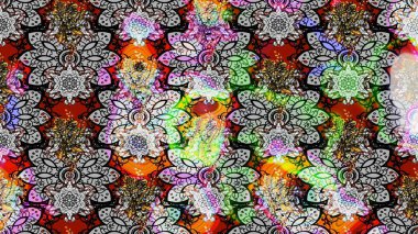 Raster illüstrasyonundaki çiçek desenli çizim. Gri renkli çiçekler.