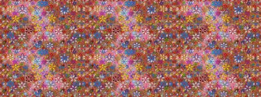 Bahar mevsimi. Nazik romantik baskı. Kahverengi ve pembe renkli çiçekler. Raster dikişsiz şirin çiçek deseni. Tatil havası..