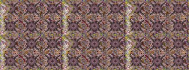 Çiçek süsü ile kusursuz desen. Raster illüstrasyonu. Kahverengi ve nötr renkte çiçekler.