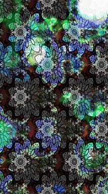 Raster illüstrasyonu. Siyah renkli çiçekler. Çiçek deseni. Şatafatlı bahar bahçesi dokusu. Siyah renkte çiçek çizimi.