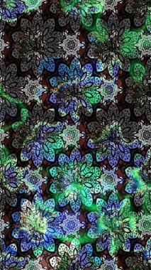 Soyut etnik raster çizim kalıbı. Arkaplan dokusu, duvar kağıdı, çiçek temalı siyah renkler. Kabile sanatı boho baskısı, klasik çiçek arkaplanı.