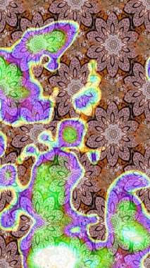 Raster illüstrasyonu. Ultraviyole kumaş deseni. Organik motif arka planı. Çizim deseni.