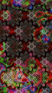 Klasik çiçek tasarımı elementleri. Raster illüstrasyonu. Siyah kıvırcık çiçekler siyah renklerde şekillenir.