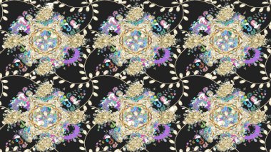 Davetiye ve kartpostal tasarımı için dekoratif çiçek unsurları. Yapraklı çizim şekli. Tekstil için figür. Şirin, zarif çiçekler Raster illüstrasyonu. Poster veya kapak için arkaplan.